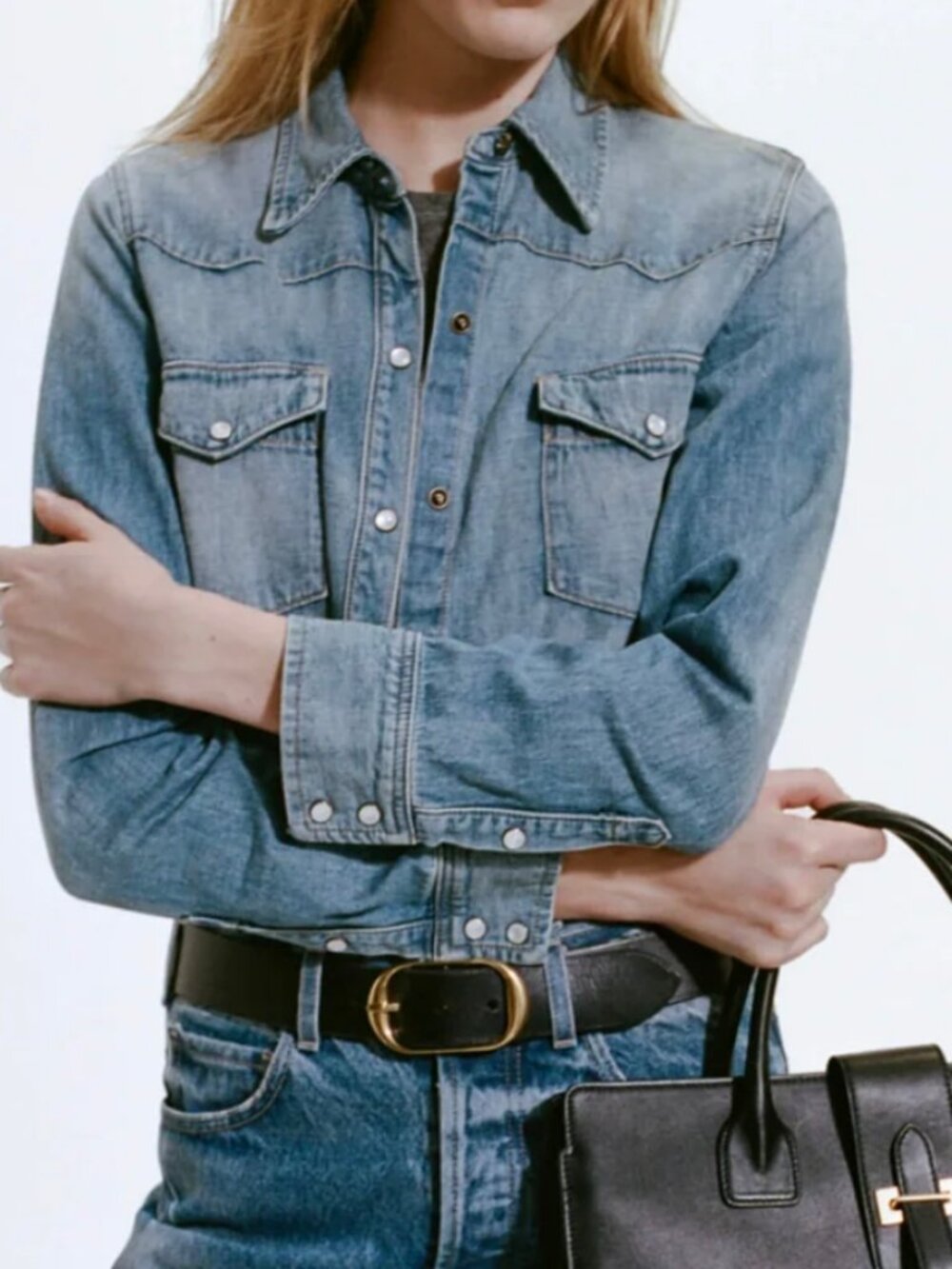 Nili Lotan Travis Jean Button Down Shirt - LIght Wash